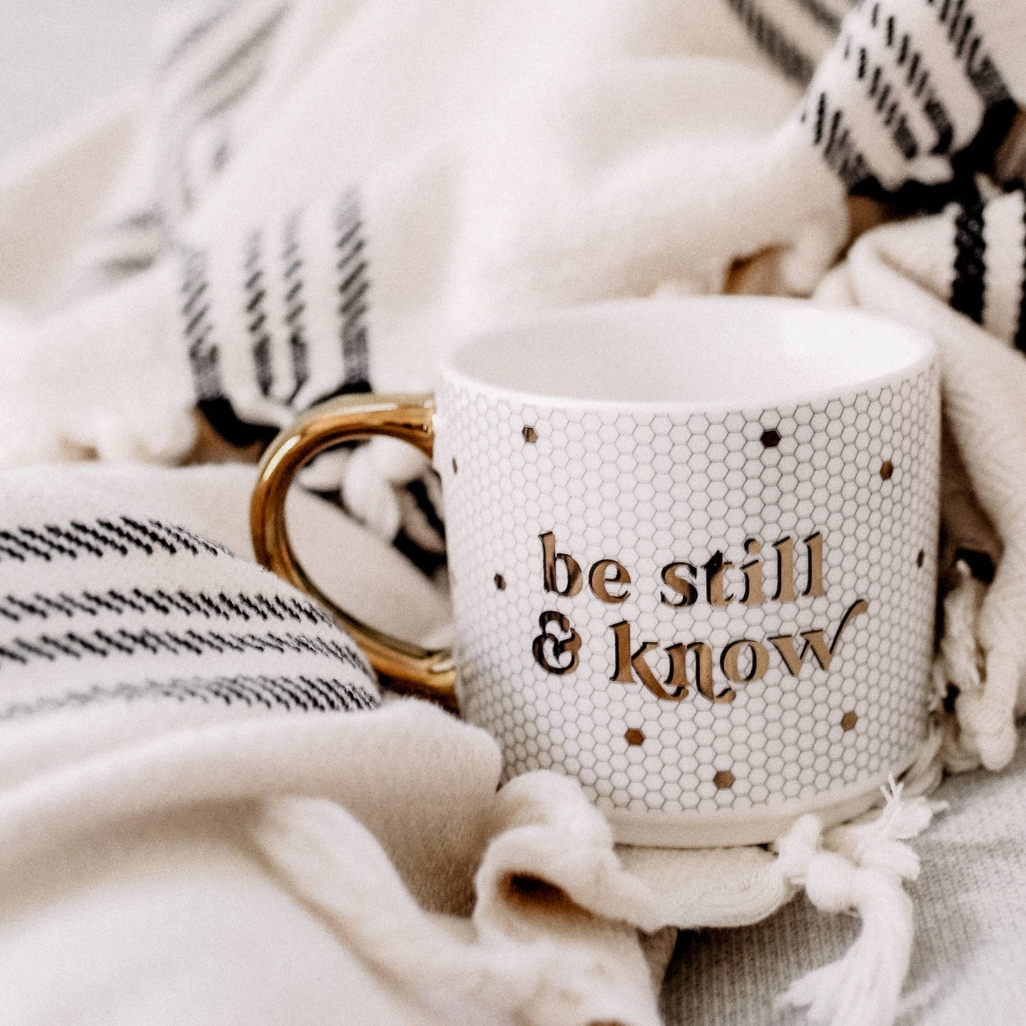 Be Still and Know Gold Tile Coffee Mug - Gifts & Home Decor